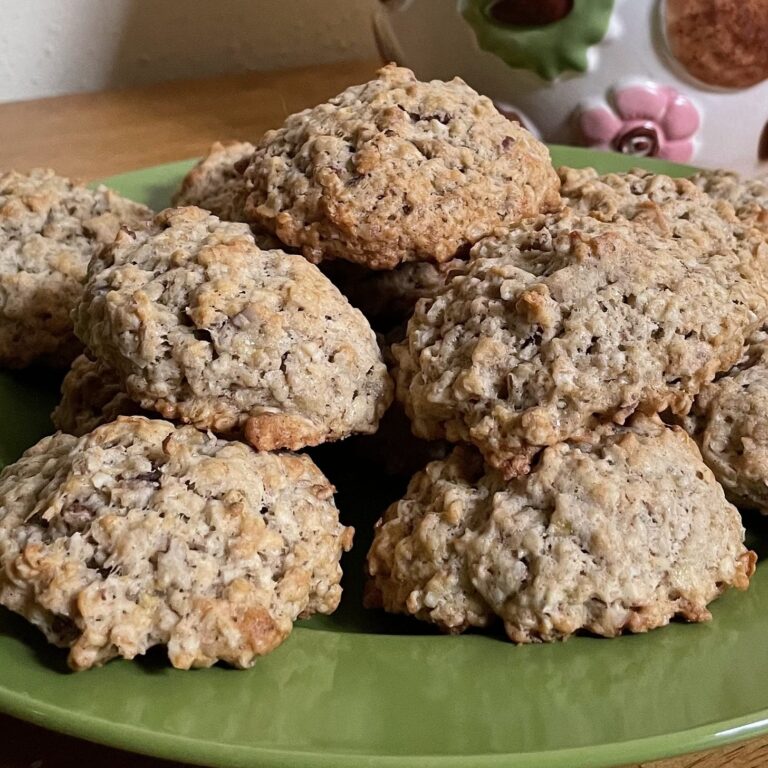 Plate of banana oatmeal cookies