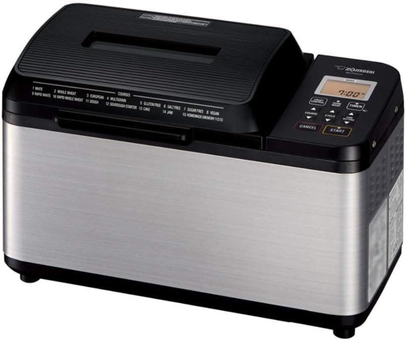 the black and silver Zojirushi BB-PDC20BA Home Bakery Virtuoso Plus Breadmaker