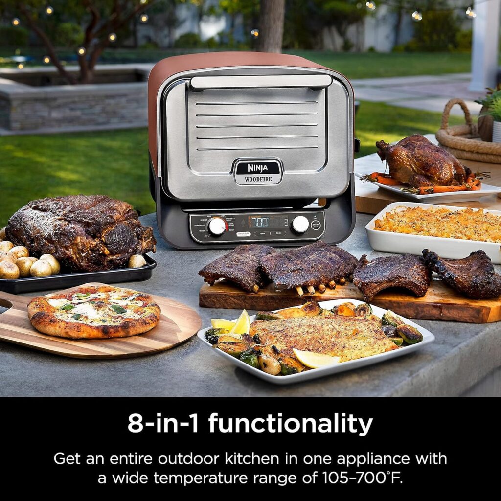 Ninja Woodfire Outdoor Pizza Oven, 8-in-1 Portable Electric Roaster Oven