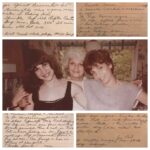 Emmi, her sister and their mom, framed by her mother’s handwritten recipe cards