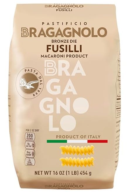Bag of Bragagnolo fusilli pasta