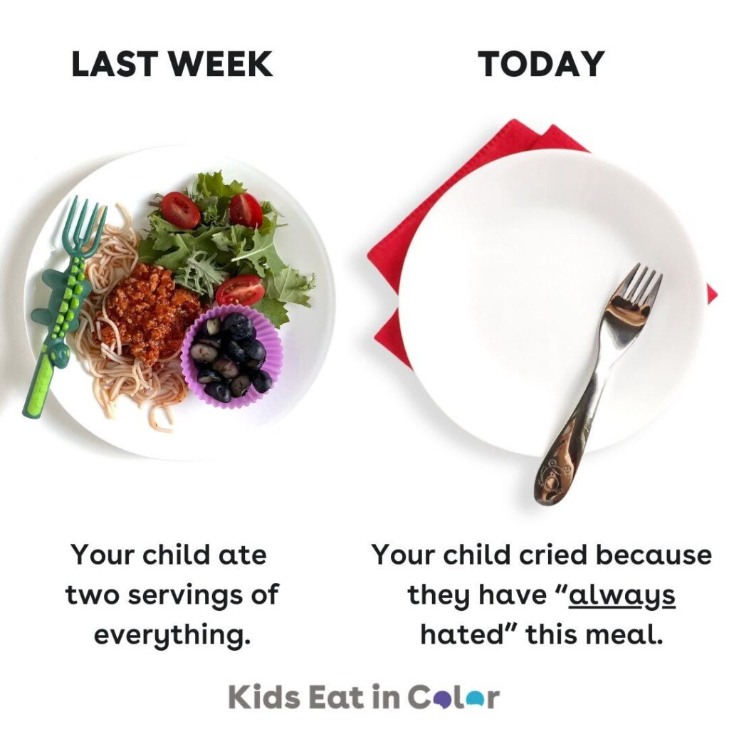 a white plate with a nutritious meal on the left and with a empty white plate on the right