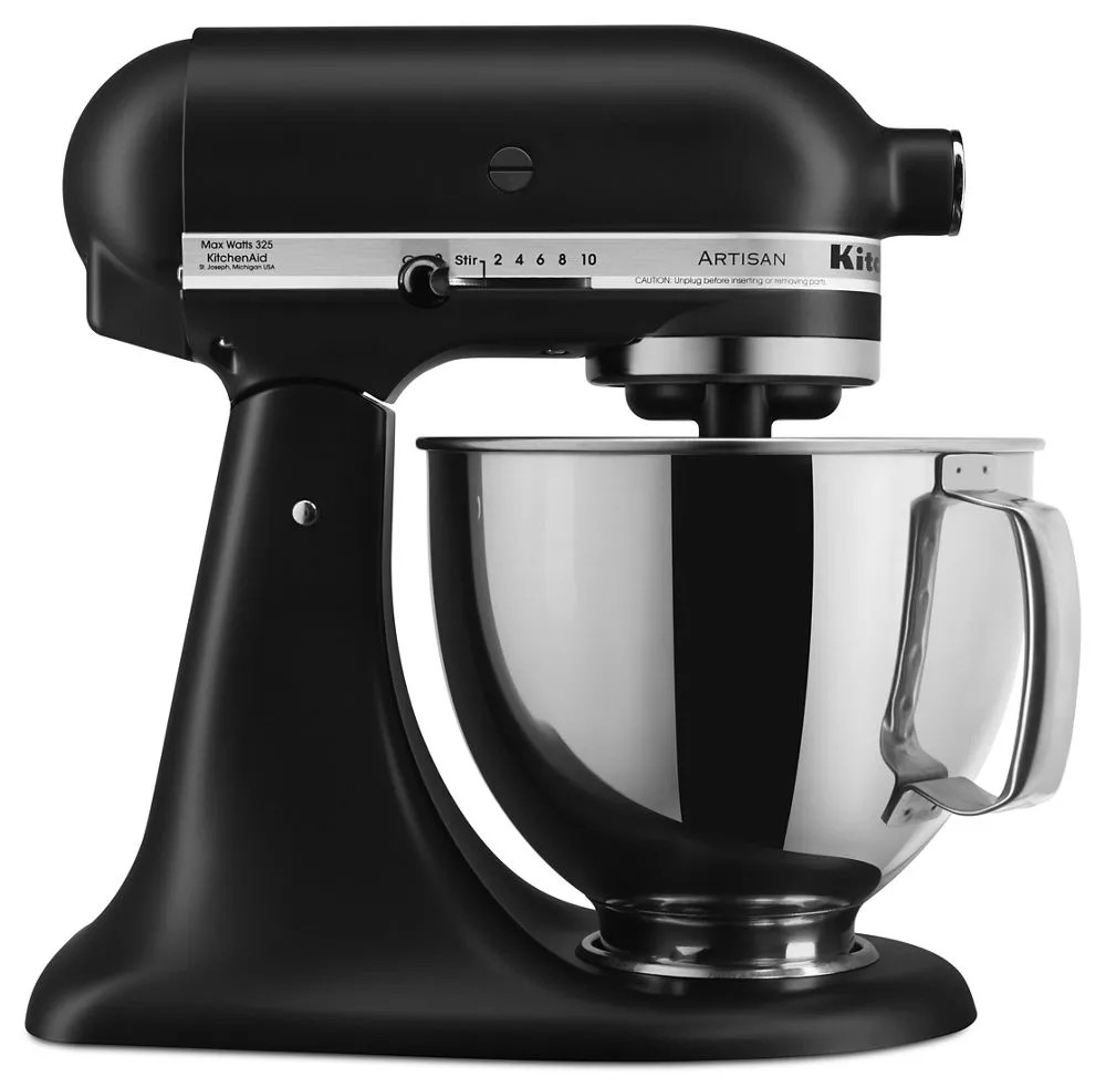 KitchenAid Artisan 5-quart tilt-head stand mixer in black matte