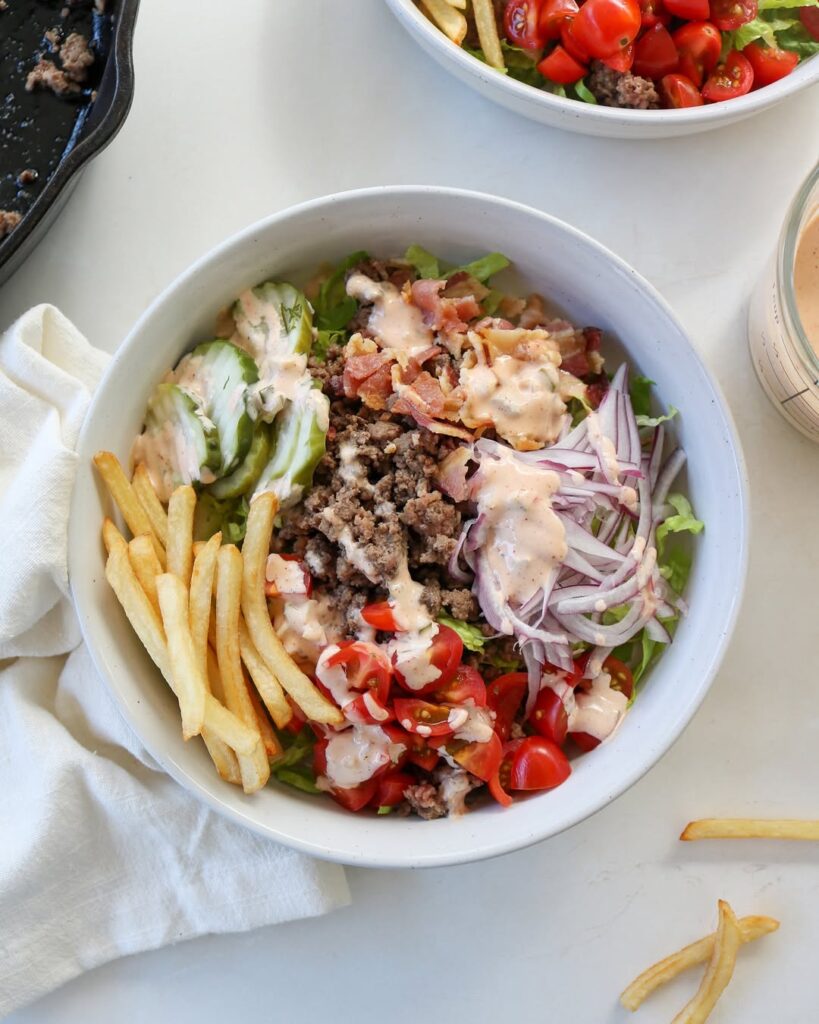White bowl full with salad