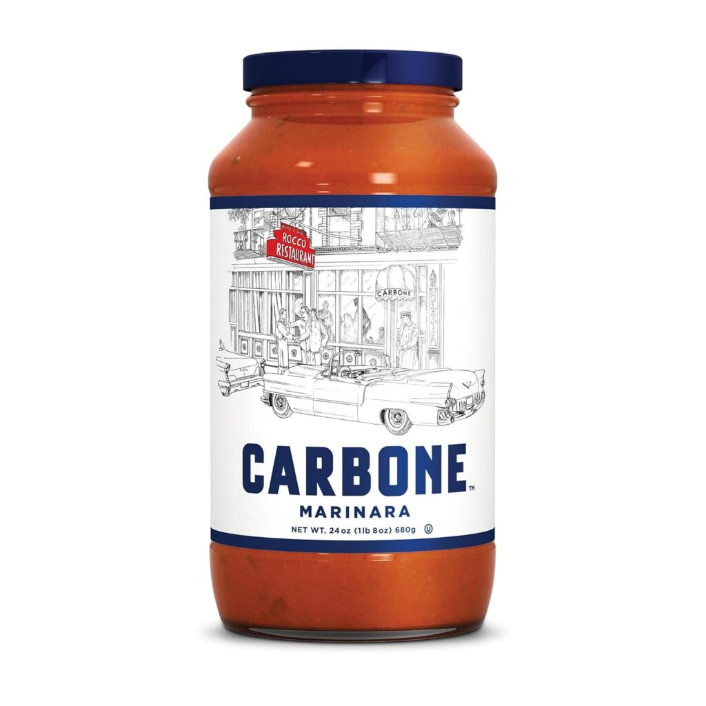 a jar of CARBONE Marinara Pasta Sauce