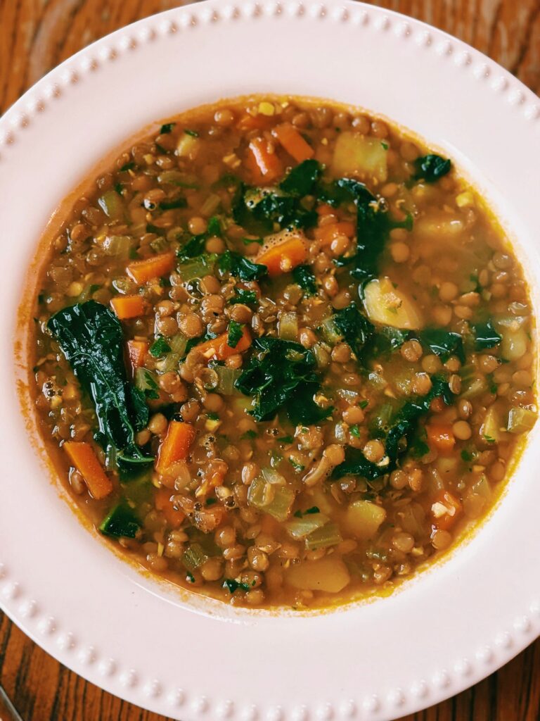 a bowl of hearty lentil soup