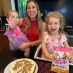Loren Castle and her two daughters with a pie and a bag of Sweet Loren's cookie dough
