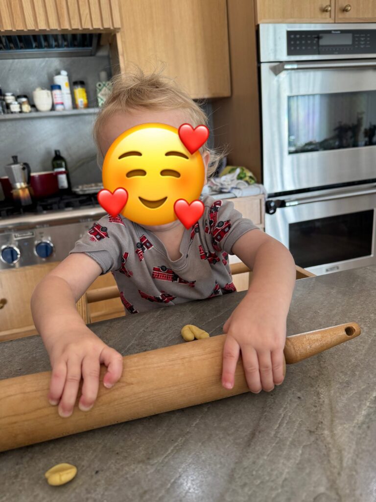 Micah’s son helping with the rolling pin!