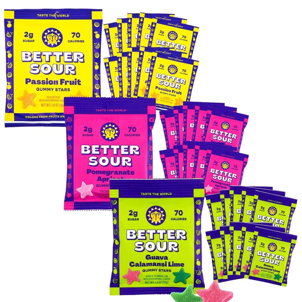 Better Sour Passion Fruit, Pomegranate Apricot, and Guava Calamansi Lime Gummy Stars Bundle