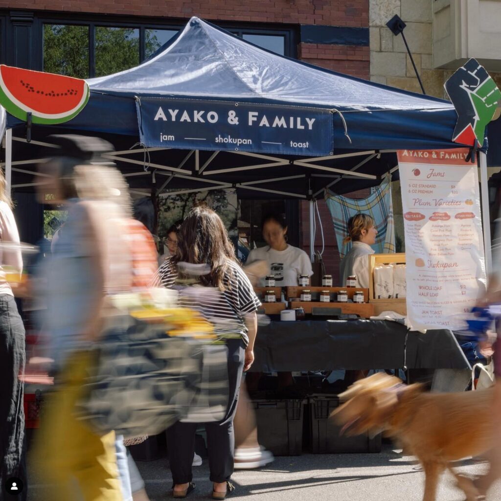 The Ayako & Family market booth selling jam, shokupan and toast