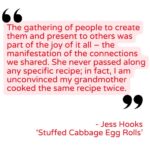 Quote card from Jess Hooks’ ‘Stuffed Cabbage Egg Rolls’ about their grandmother