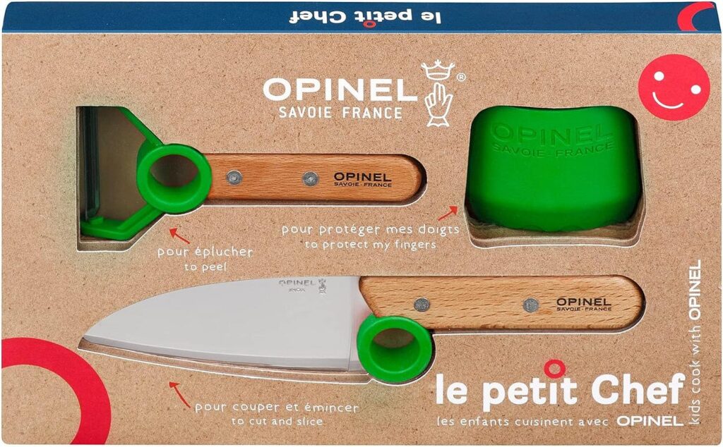 Opinel Le Petit Chef kids knife kit with peeler and finger guard